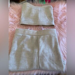 One cute little number. Plus size under garments. Beige shorts and tube top.